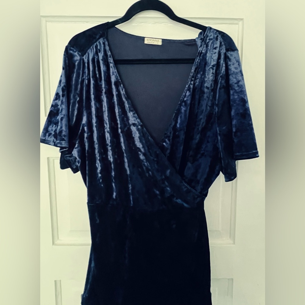 KIYONNA 3X WOMENS PLUS WRAP SHIRT- NWOT DARK BLUE SOFT FABRIC